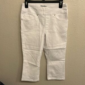 Lee Women Pull-Up Slim Fit Sculpting Mid Rise White Cropped Jeans Size 6 Petite